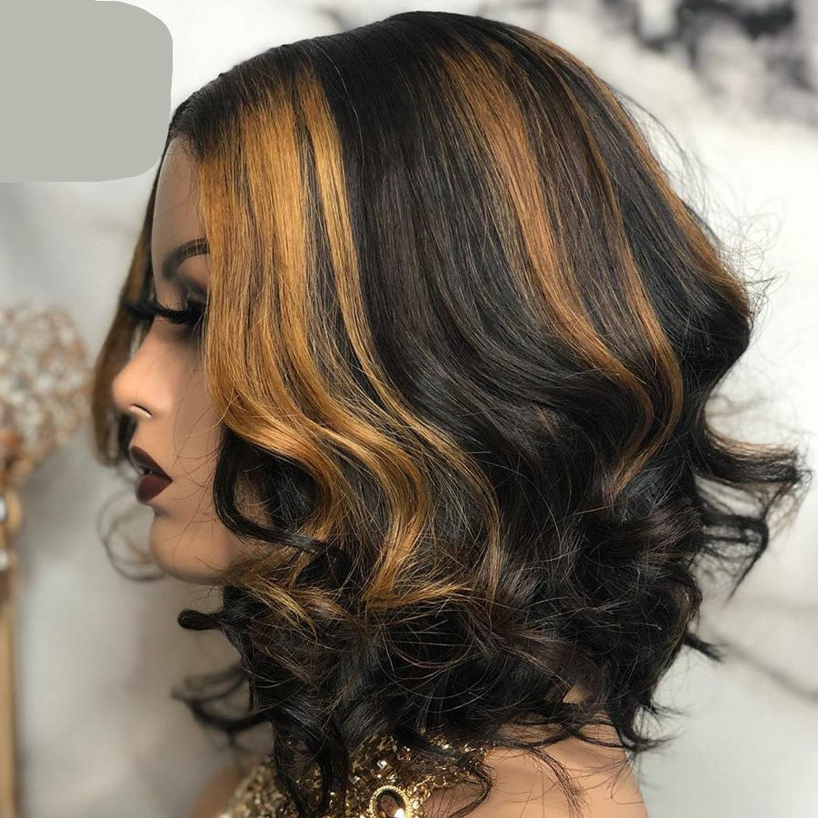 European And American Wigs, Mid-point Black And Brown Short Curly Hair European And American Wigs, Mid-point Black And Brown Short Curly Hair